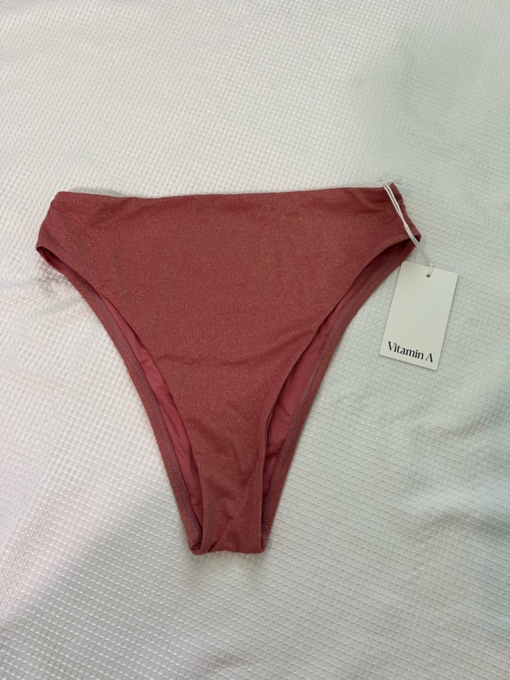 Vitamin A Barcelona High Waist Bottom - Pink Metallic Cheeky Vacation Small - Picture 5 of 8